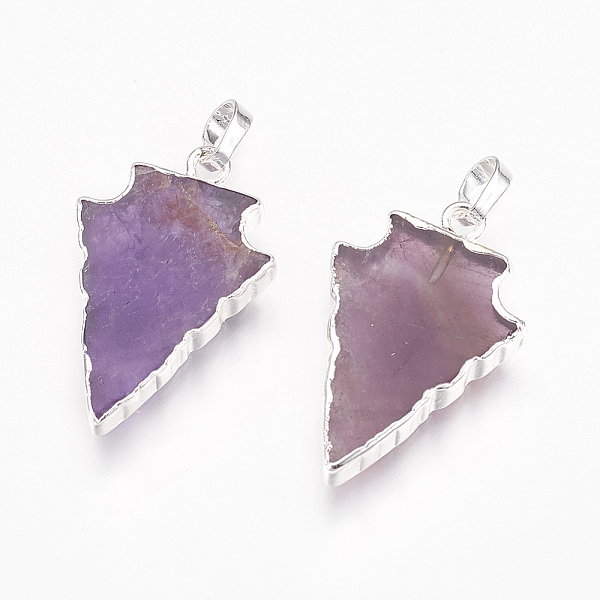 

PandaHall Natural Amethyst Pendants, with Brass Findings, Arrow, Silver, 30x16~19x4mm, Hole: 4x6mm Amethyst Arrow Silver