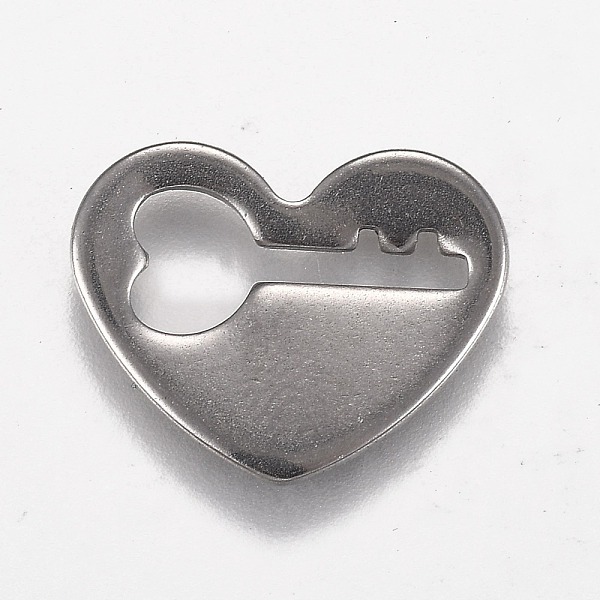 

PandaHall 304 Stainless Steel Pendants, Heart with Key, Stainless Steel Color, 16x20x1.5mm 304 Stainless Steel Heart