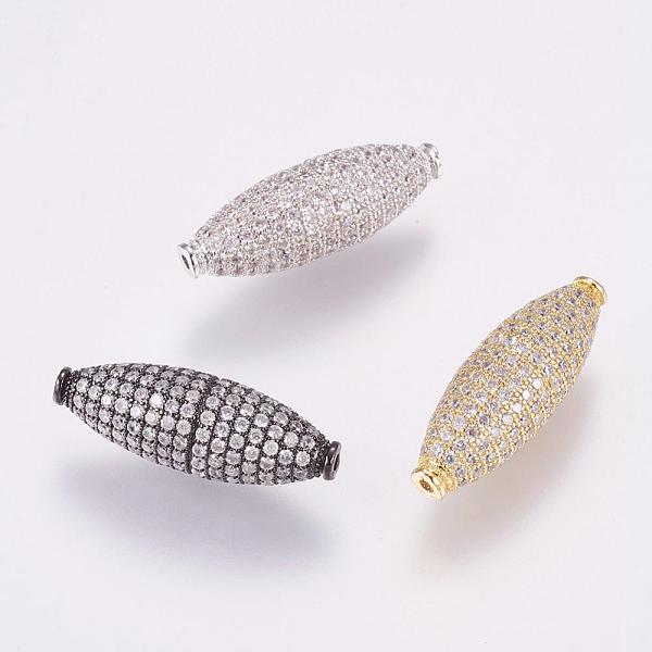 

PandaHall Brass Micro Pave Cubic Zirconia Beads, Rice, Mixed Color, 29x10mm, Hole: 1mm Brass+Cubic Zirconia Rice