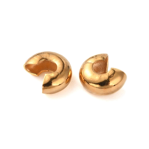

PandaHall 304 Stainless Steel Crimp Beads Cover, Golden, 6x2.5mm, Hole: 2mm 304 Stainless Steel