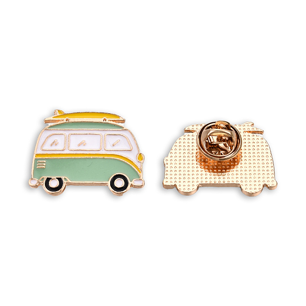 

PandaHall Bus Shape Enamel Pin, Light Gold Plated Alloy Vehicle Badge for Backpack Clothes, Nickel Free & Lead Free, Aquamarine, 22x28.5mm..., Green