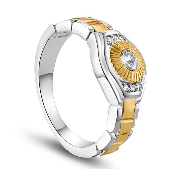 

PandaHall SHEGRACE Brass Finger Ring, with Watch Chain and Micro Pave AAA Cubic Zirconia Eye with Real 18K Gold Plated Round, Platinum &..., Brown