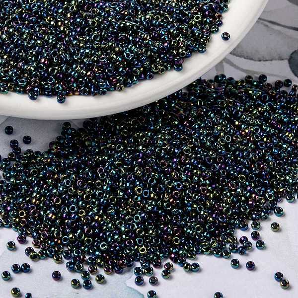 

PandaHall MIYUKI Round Rocailles Beads, Japanese Seed Beads, (RR455) Metallic Variegated Blue Iris, 15/0, 1.5mm, Hole: 0.7mm, about...