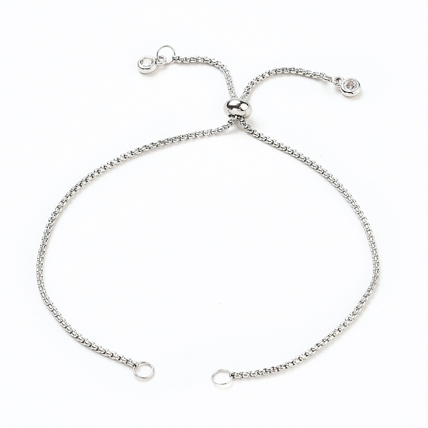 

PandaHall Adjustable 304 Stainless Steel Box Chain Slider Bracelet/Bolo Bracelets Making, with Brass Cubic Zirconia Charms, Stainless Steel...