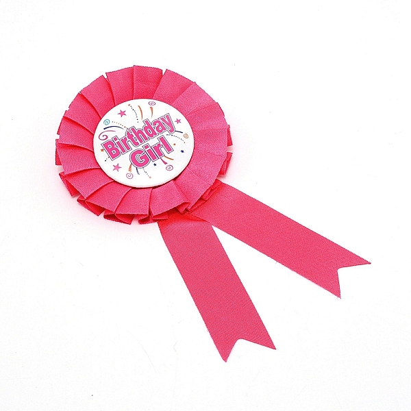 

PandaHall Polyester Birthday Tinplate Badge Pins, Gifts for Birthday Party Decorations, Cerise, 15x7.4x1.35cm Polyester Word Red