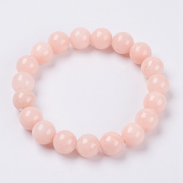 

PandaHall Natural Yellow Jade Beaded Stretch Bracelet, Dyed, Round, PeachPuff, 2 inch(5cm), Beads: 8mm Jade Brown