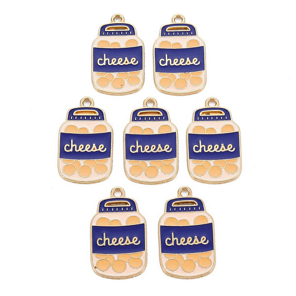 

PandaHall Alloy Enamel Pendants, Cadmium Free & Lead Free, Can with Word Cheese, Light Gold, Colorful, 26x15.5x1.5mm, Hole: 1.8mm...