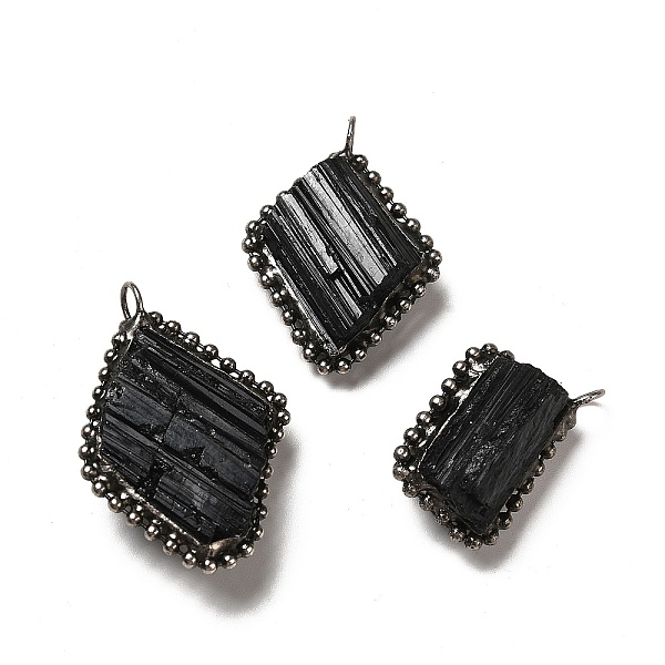 

PandaHall Natural Tourmaline Pendants, Rhombus Charms, with Antique Silver Tone Brass Chain and Stannum, Lead Free & Cadmium Free...