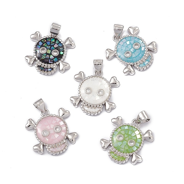 

PandaHall Halloween Natural Shell Pendants, Skull Charms, Dyed, with Rack Plating Platinum Tone Brass Findings, Long-Lasting Plated, Mixed..., Multicolor