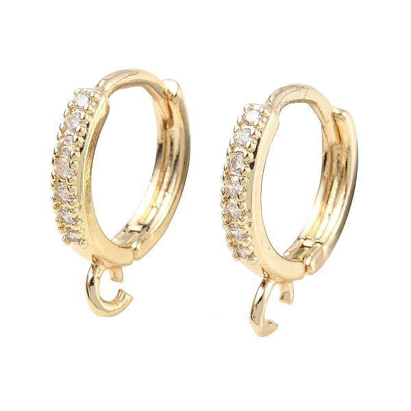 

PandaHall Brass with Rhinestone Hoop Earring Finding, Round, Light Gold, 14x12x2mm, Hole: 0.8mm, Pin: 1.4mm Brass+Rhinestone
