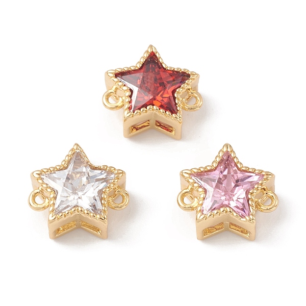 

PandaHall Rack Plating Brass Cubic Zirconia Connector Charms, Cadmium Free & Lead Free, Long-Lasting Plated, Real 18K Gold Plated, Star..., Multicolor