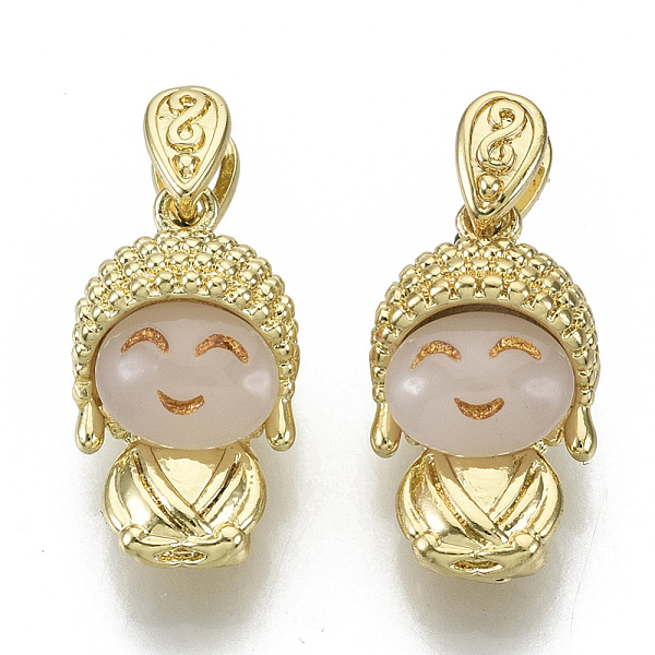 

PandaHall Brass Pendants, with Resin & Brass Snap on Bails, Nickel Free, Buddha, Real 18K Gold Plated, Goldenrod, 17x10x9mm, Hole: 4x2mm...
