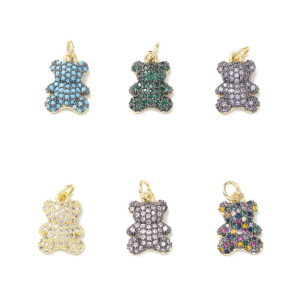 

PandaHall Rack Plating Brass Micro Pave Cubic Zirconia Charms, Lead Free & Cadmium Free, Bear Charm, Real 18K Gold Plated, with Jump Ring..., Multicolor