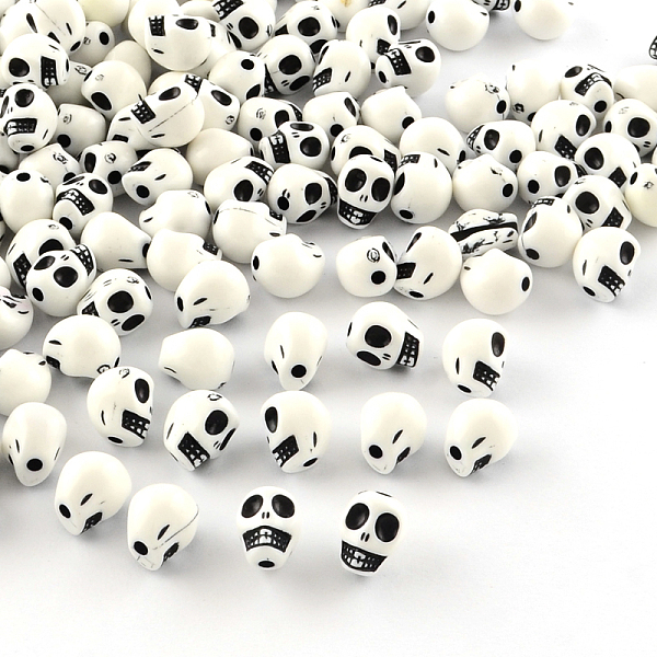 

PandaHall Opaque Acrylic Beads, Skull, White, 10x8x9mm, Hole: 2mm Acrylic Skull White