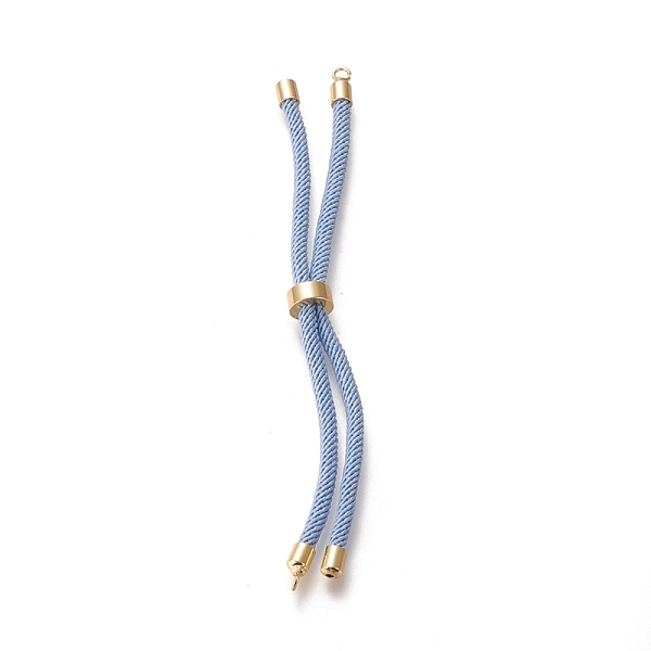 

PandaHall Nylon Twisted Cord Bracelet Making, Slider Bracelet Making, with Eco-Friendly Brass Findings, Round, Golden, Light Sky Blue...