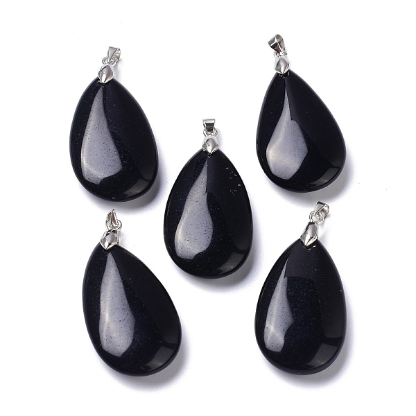 

PandaHall Natural Obsidian Pendants, with Brass Finding, Teardrop, 35x20x7.5~9mm, Hole: 4x3.5mm Obsidian Teardrop