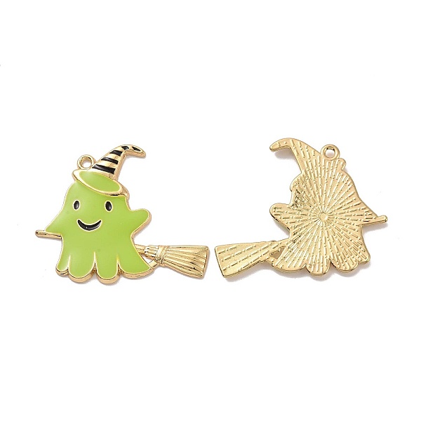 

PandaHall Halloween Theme Rack Plating Alloy Enamel Pendants, Ghost Charms, Light Gold, 33x39x2mm, Hole: 2mm Alloy+Enamel Ghost