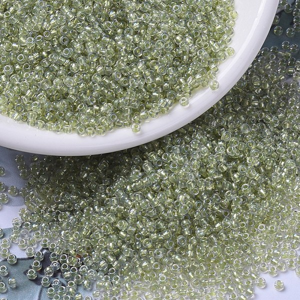 

PandaHall MIYUKI Round Rocailles Beads, Japanese Seed Beads, 11/0, (RR1135) Inside Dyed Lime, 2x1.3mm, Hole: 0.8mm, about 50000pcs/pound..., Green