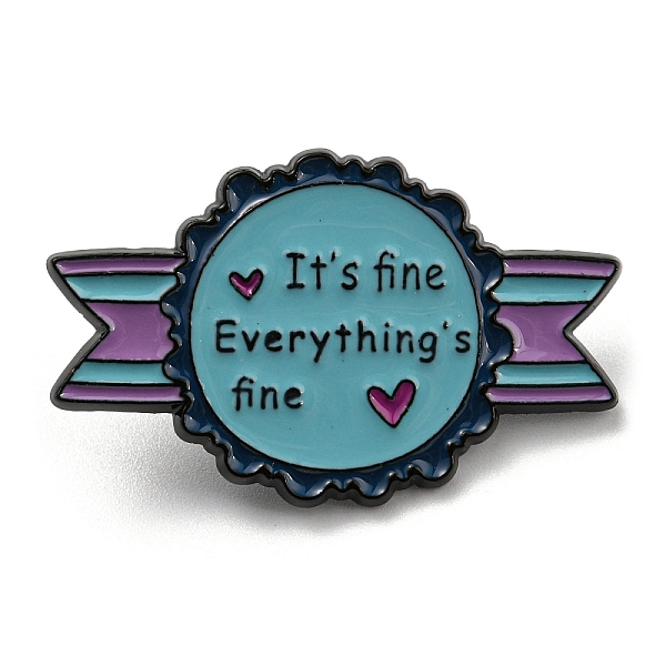 

PandaHall It's Fine Everything's Fine Inspiring Quote Enamel Pins, Electrophoresis Black Alloy Brooch, Dark Turquoise, 22x35.5x1.5mm...