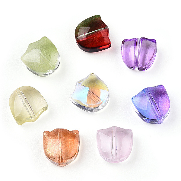 

PandaHall Spray Painted Transparent Glass Beads, Tulip Flower, Mixed Color, 9x9x5.5mm, Hole: 1mm Glass Flower Multicolor