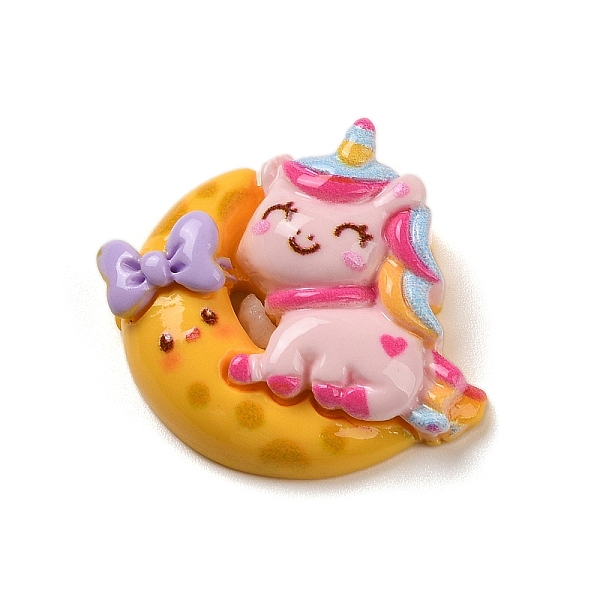 

PandaHall Opaque Resin Decoden Cabochons, Cartoon Horse with Moon, Orange, 25.5x28.5x7mm Resin Horse Orange