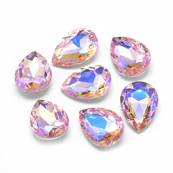 

PandaHall Pointed Back Glass Rhinestone Cabochons, Back Plated, Faceted, AB Color Plated, teardrop, Pearl Pink, 14x10x5mm Glass Rhinestone...
