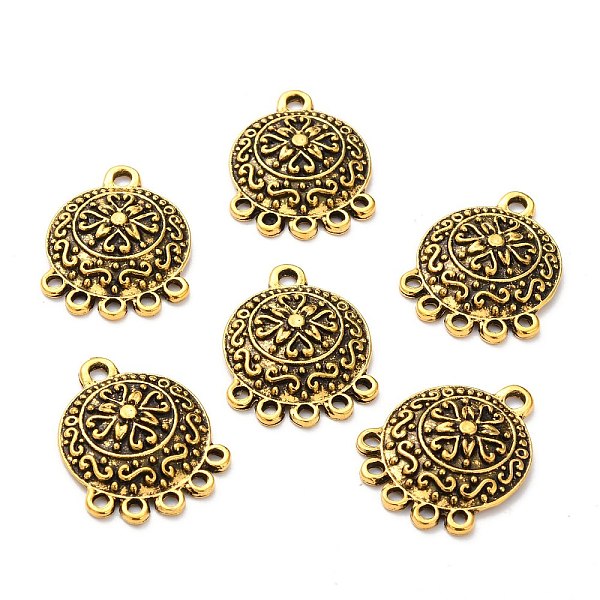 

PandaHall Tibetan Style Alloy Chandelier Components, Flat Round, Antique Golden, 28x21.5x4mm, Hole: 2mm and 2.5mm Alloy Flat Round
