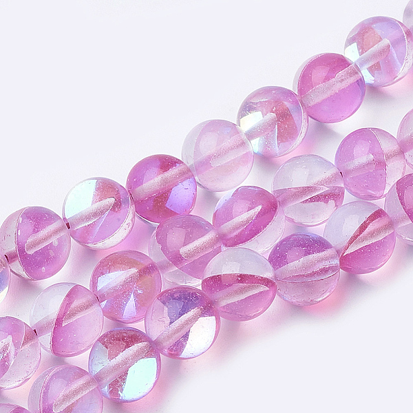 

PandaHall Synthetic Moonstone Beads Strands, Holographic Beads, Dyed, Round, Hot Pink, 6mm, Hole: 0.5mm, 65pcs/strand, 15.7 inch Moonstone...
