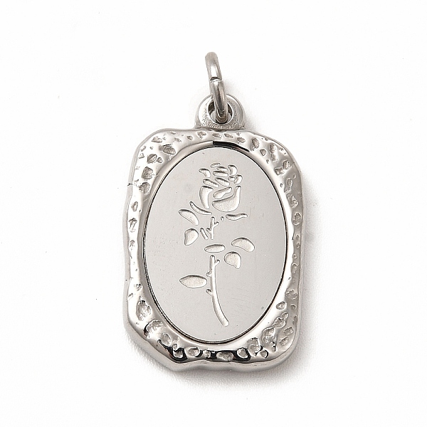 

PandaHall 304 Stainless Steel Pendants, with Jump Rings, Rectangle with Rose, Stainless Steel Color, 23x14.5x3mm, Hole: 4mm 304 Stainless...