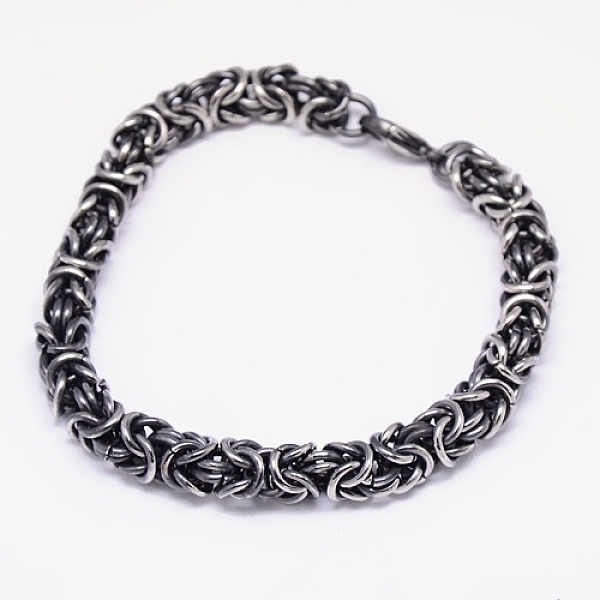 

PandaHall Fashionable Retro 304 Stainless Steel Byzantine Chain Bracelets for Men, with Lobster Claw Clasps, Antique Silver, 7-7/8 inch...