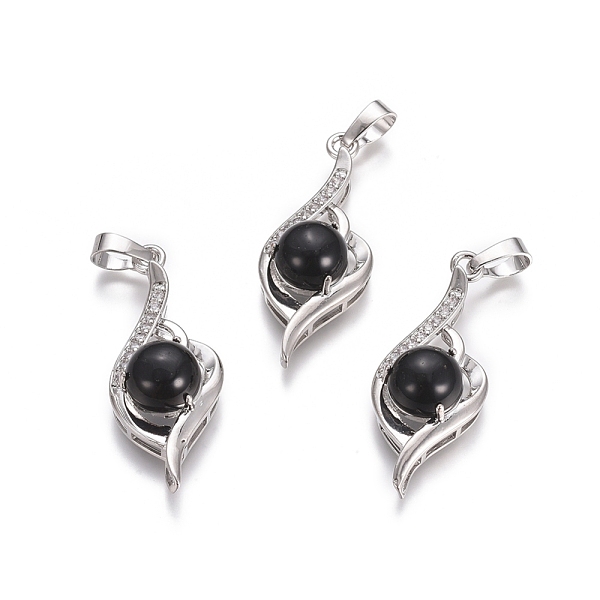 

PandaHall Natural Black Agate Pendants, with Platinum Tone Brass Findings and Crystal Rhinestone, Flower, Dyed & Heated, 37.3x15x9.8mm, Hole..., Clear