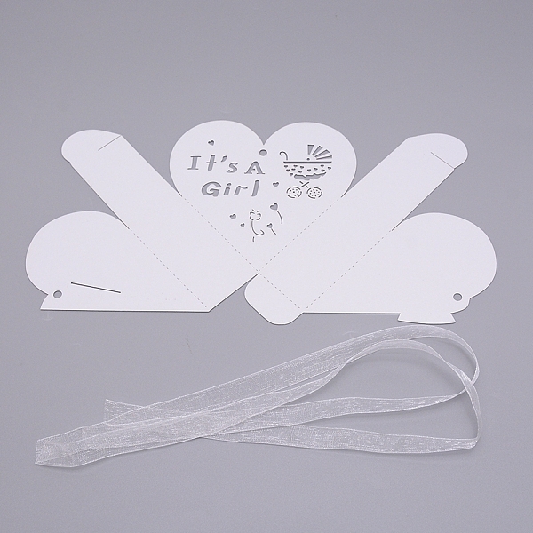 

PandaHall Paper Candy Boxes, with Ribbon, Bakery Box, Baby Shower Gift Box, hEART, White, 9.5x9.5x3cm Paper Heart White