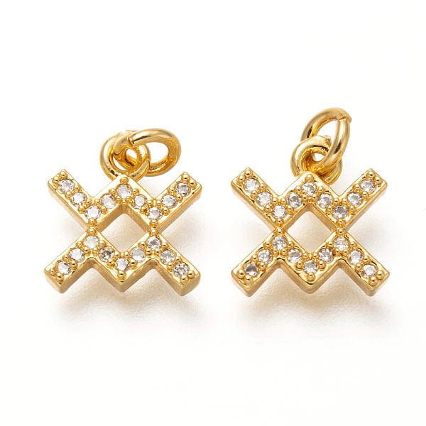 

PandaHall Brass Micro Pave Clear Cubic Zirconia Pendants, Real 18K Gold Plated, with Jump Rings, 12 Constellations, Cadmium Free & Lead Free...