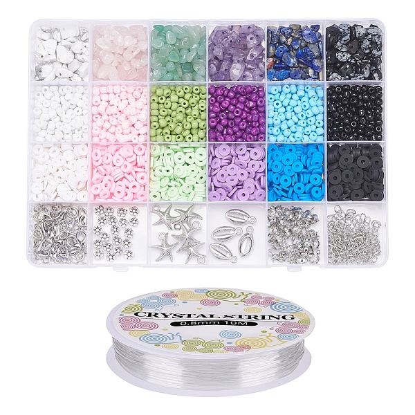

PandaHall Mixed Stone & Glass Seed & Polymer Clay Beads DIY Jewelry Set Making Kit, Including Natural & Synthetic Mixed Stone & Glass Seed &..., Multicolor