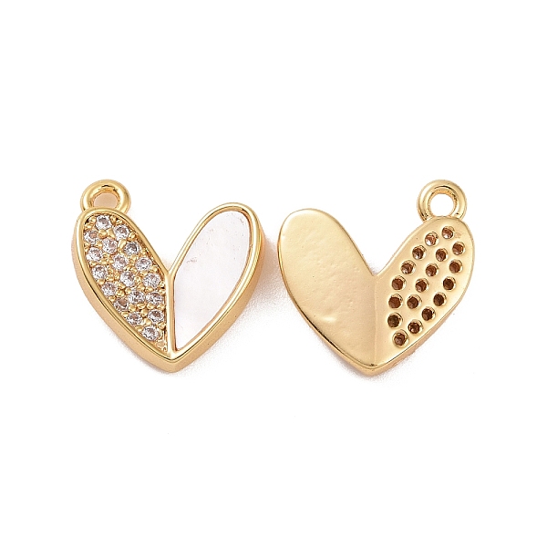 

PandaHall Brass Micro Pave Clear Cubic Zirconia Pendants, with Shell, Heart Charm, Real 18K Gold Plated, 10.5x11.5x2.8mm, Hole: 1.2mm..., White