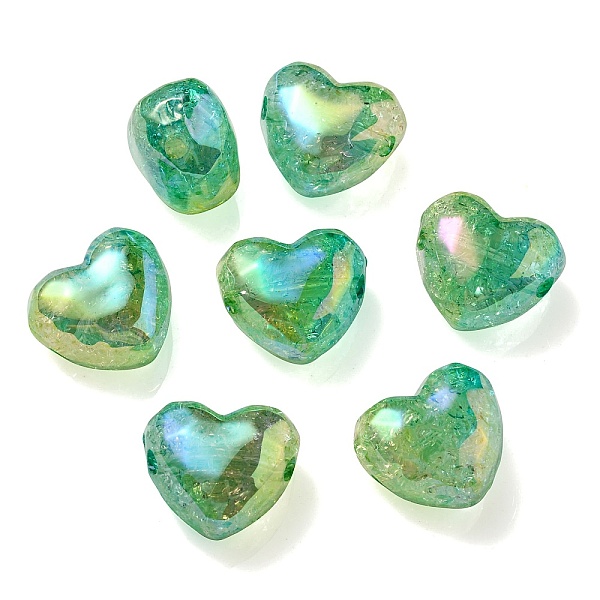 

PandaHall Transparent Crackle Acrylic Beads, Gradient Color, Heart, Light Green, 19x22x14mm, Hole: 3.5mm Acrylic Heart
