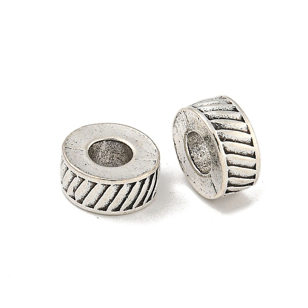 

PandaHall Tibetan Style Alloy Beads, Large Hole Beads, Flat Round, Antique Silver, 10x4.5mm, Hole: 4mm Alloy Flat Round