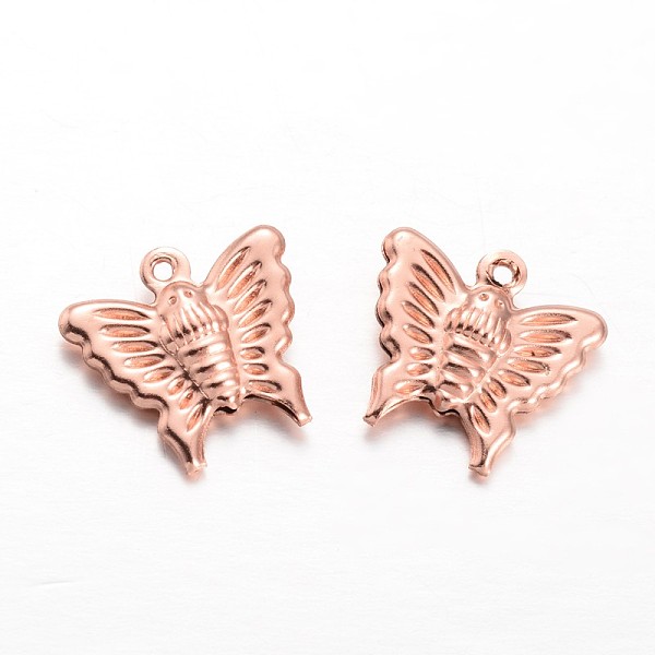 

PandaHall Brass Charms, Butterfly, Rose Gold, 14x15x3.5mm, Hole: 1mm Brass Butterfly