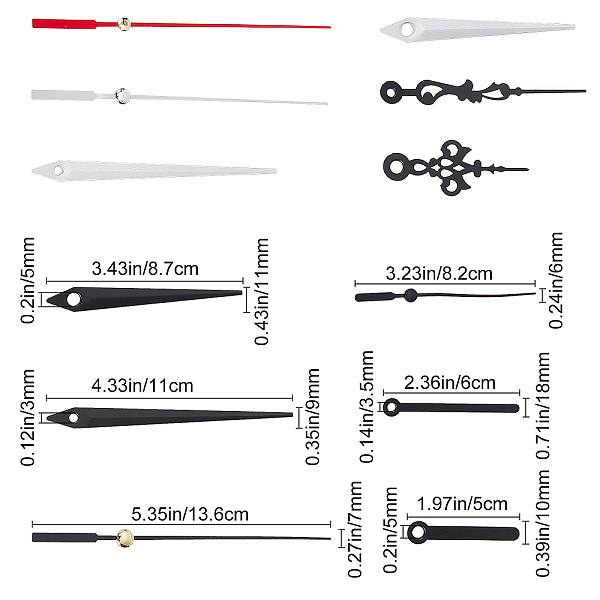 

PandaHall Gorgecraft Alloy Clock Pointers, with Plastic Finding, Gunmetal & Platinum, 16sets/bag Alloy
