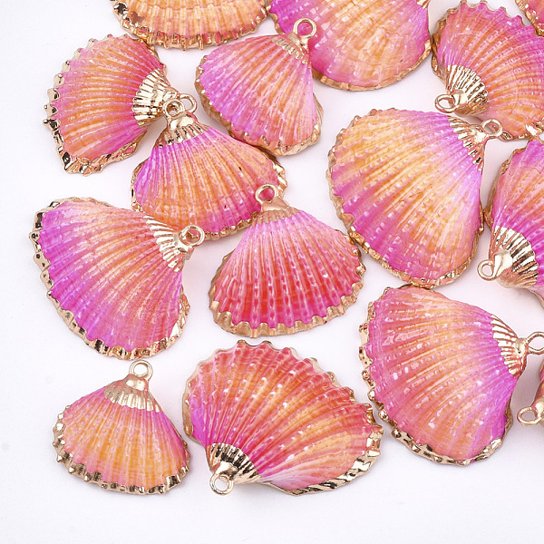 

PandaHall Spray Paint & Electroplate Sea Shell Pendants, with Iron Findings, Light Gold, Colorful, 19~28x20~30x7~11mm, Hole: 2mm Other Sea...