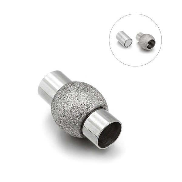 

PandaHall 304 Stainless Steel Textured Magnetic Clasps with Glue-in Ends, Stainless Steel Color, 19x11mm, Hole: 6mm 304 Stainless Steel