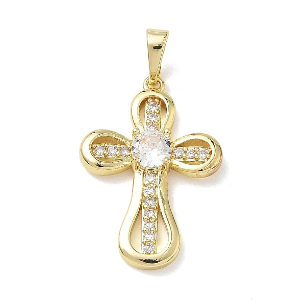 Pendentifs en laiton plaqué or de micro-pavés de zircone cubique transparente