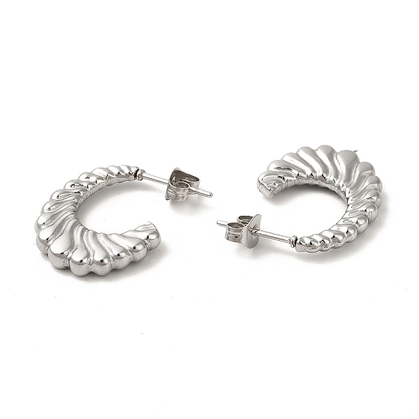 

PandaHall 304 Stainless Steel Croissant Stud Earrings, Half Hoop Earrings for Women, Stainless Steel Color, 20x17x3mm, Pin: 0.7mm 304...