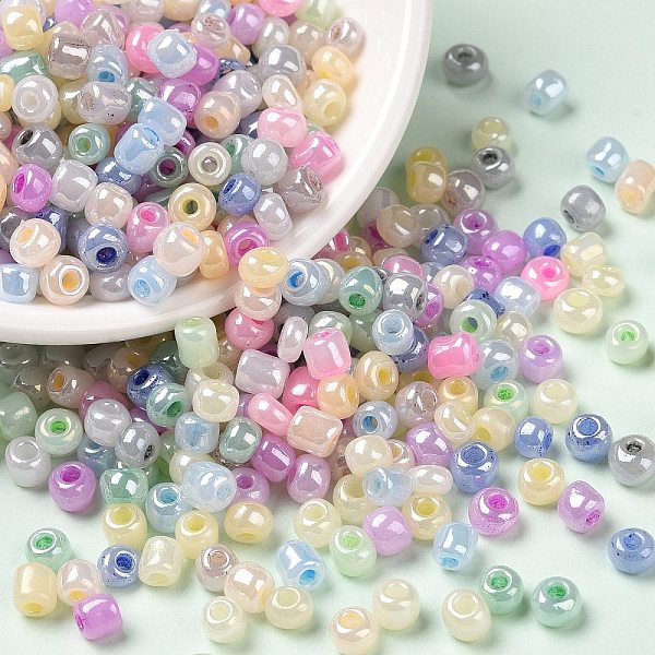 

PandaHall Opaque Colours Luster Glass Seed Beads, Round Hole, Round, Colorful, 4~4.5x3~3.5mm, Hole: 1.2~1.4mm, about 5428Pcs/pound Glass..., Multicolor