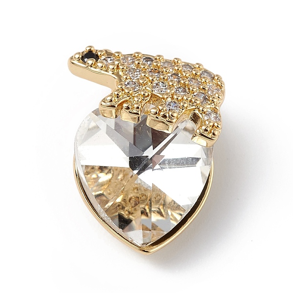 

PandaHall Real 18K Gold Plated Rack Plating Brass Micro Pave Clear Cubic Zirconia Pendants, with Glass, Long-Lasting Plated, Cadmium Free &...