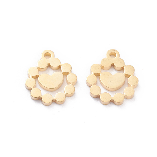 

PandaHall 304 Stainless Steel Charms, Laser Cut, Ring with Heart, Golden, 11.5x10x1mm, Hole: 1.2mm 304 Stainless Steel Heart