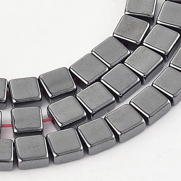 PandaHall Cuboid Electroplated Non-magnetic Synthetic Hematite Bead Strands, Hematite Plated, 3x3x1mm, Hole: 0.5mm, about 127pcs/strand...