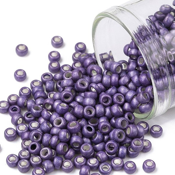 

PandaHall TOHO Round Seed Beads, Japanese Seed Beads, Frosted, (567F) Purple Galvanized Matte, 8/0, 3mm, Hole: 1mm, about 1110pcs/50g Glass...