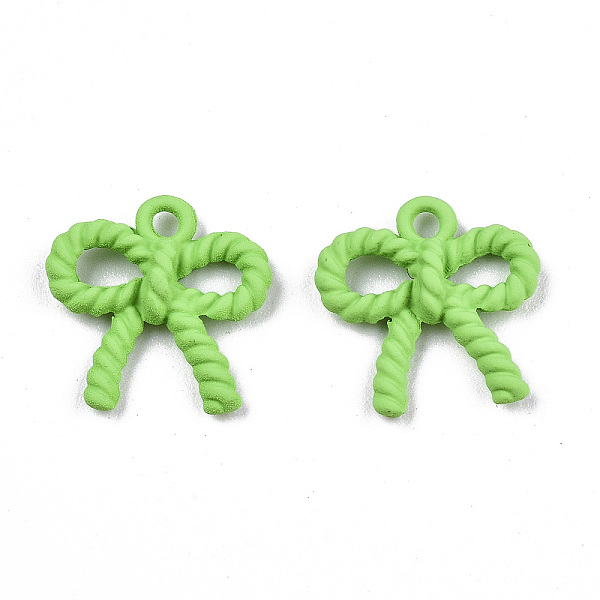 

PandaHall UV Plated Alloy Charms, Spray Painted, Cadmium Free & Lead Free, Twist Bowknot, Lime Green, 13x12x3mm, Hole: 1.4mm Alloy Bowknot