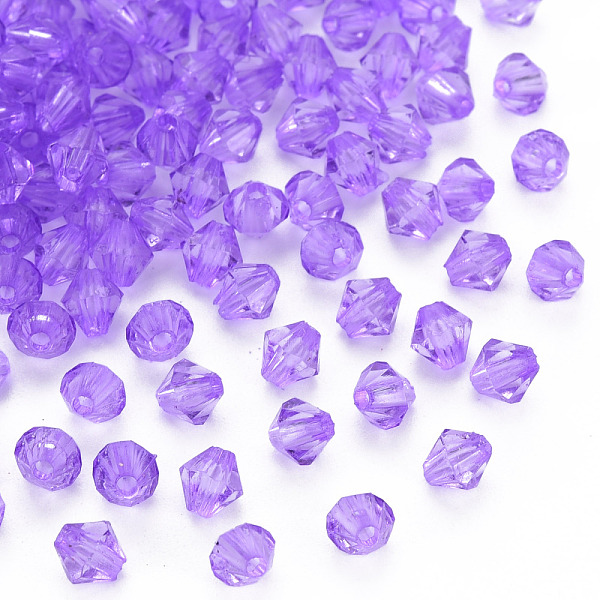 

PandaHall Transparent Acrylic Beads, Faceted, Bicone, Dark Violet, 5x4.5mm, Hole: 1.2mm, about 12160pcs/500g Acrylic Bicone